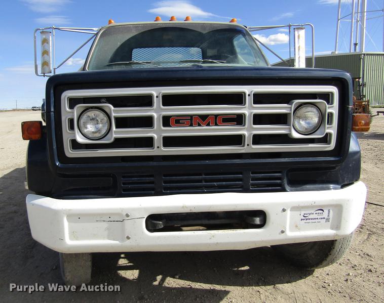 image for item DB4885 1977 GMC 6000 flatbed truck with crane
