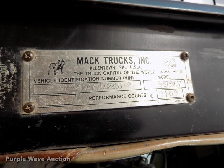 image for item DY9144 1985 Mack RWS788LST Super Liner dump truck
