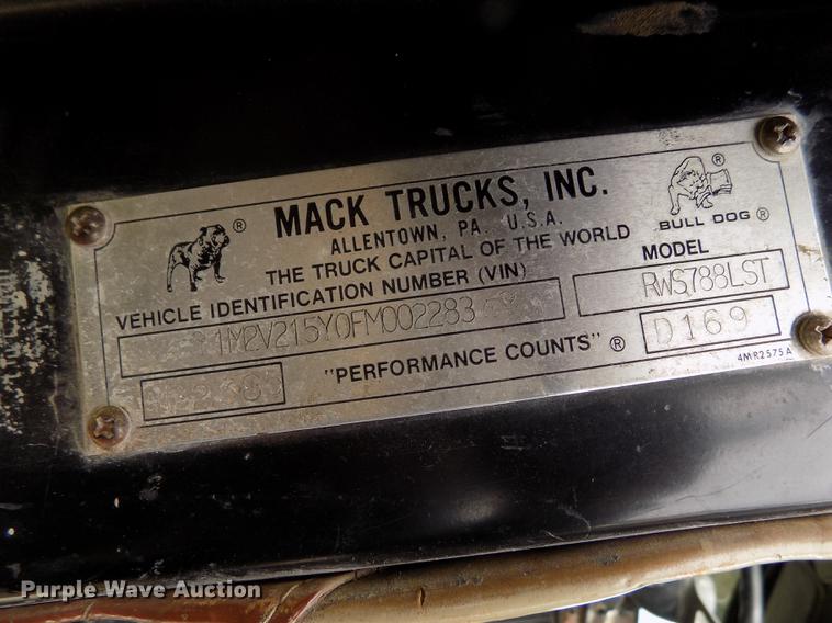 image for item DY9144 1985 Mack RWS788LST Super Liner dump truck