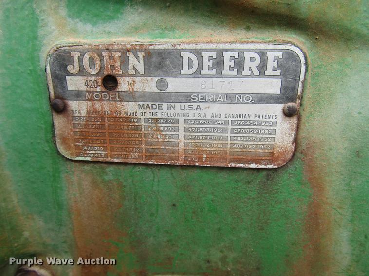 image for item FJ9559 John Deere 420 tractor