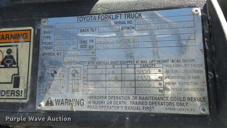 image for item FQ9255 2003 Toyota 7FGU30 forklift