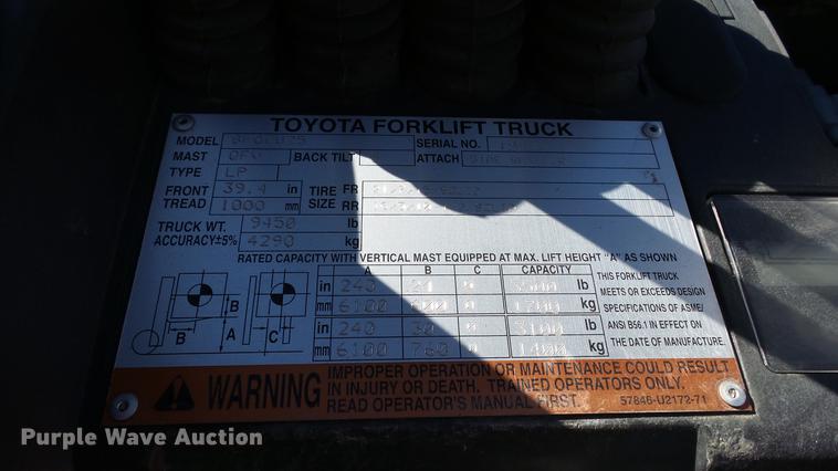 image for item FQ9319 2008 Toyota 8FGCU25 forklift