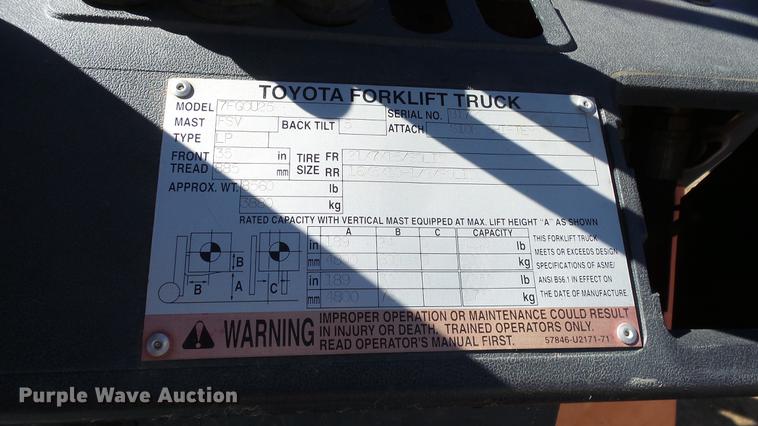 image for item FQ9320 Toyota 7FGCU25 forklift