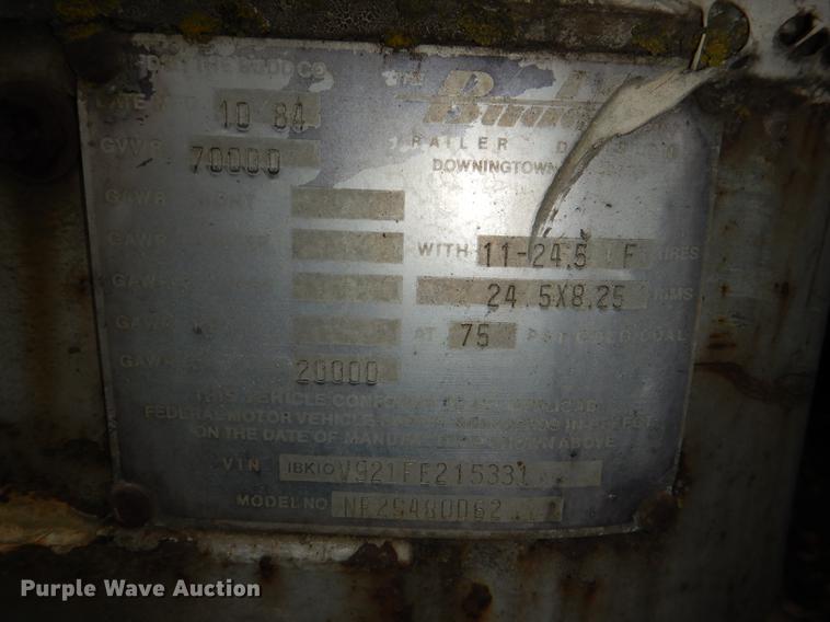 image for item DD8924 1985 Budd NF2S480D62 dry van trailer