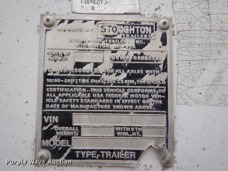 image for item DD8930 1987 Stoughton GSVW-485T-S-WEDGE dry van trailer