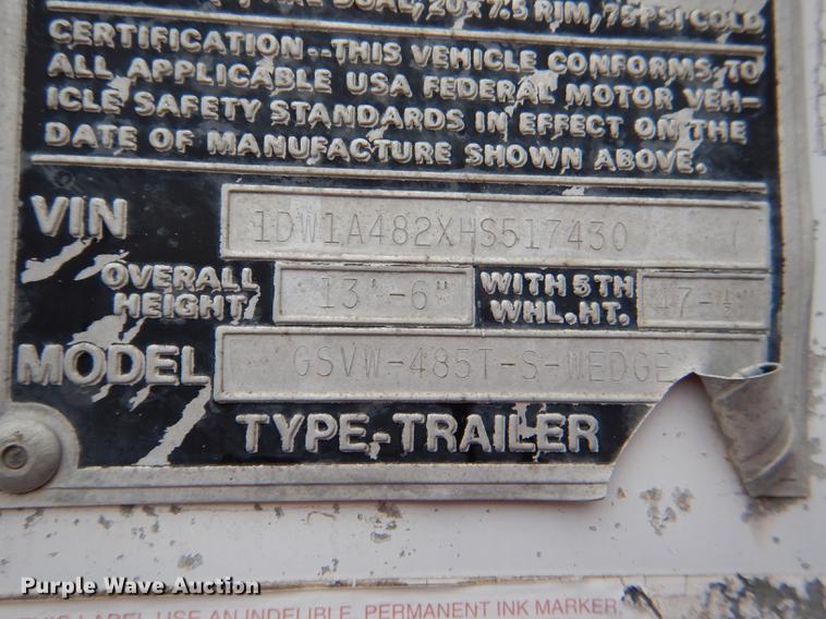 image for item DD8930 1987 Stoughton GSVW-485T-S-WEDGE dry van trailer