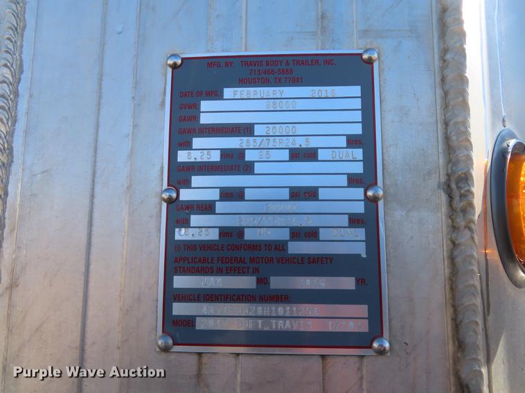 image for item DF1286 2017 Travis Vertex end dump trailer