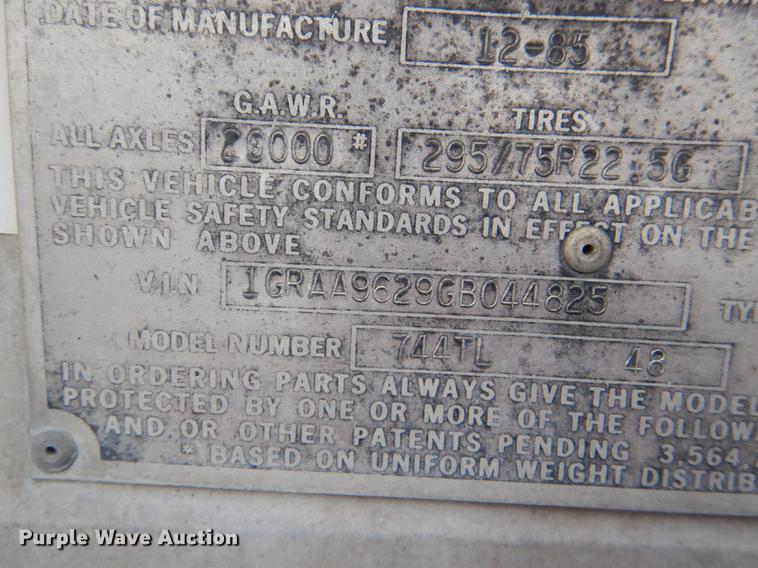 image for item DF1997 1986 Great Dane 744TL dry van trailer