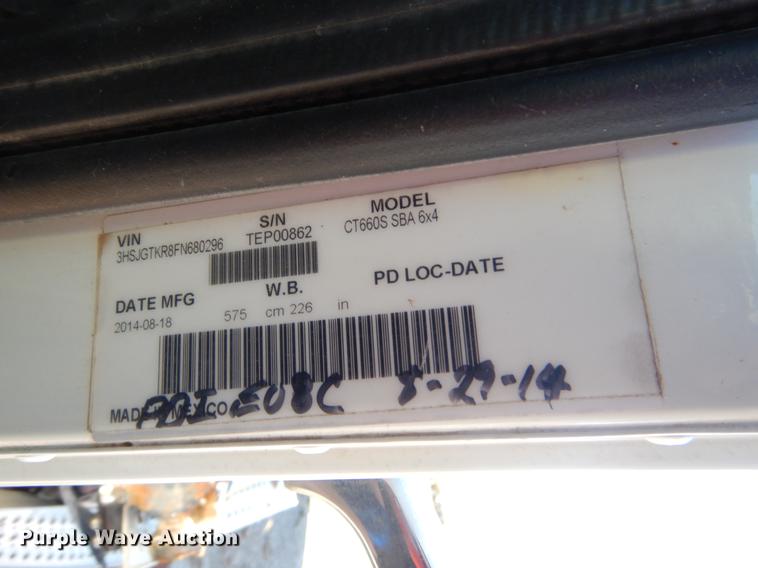 image for item EW9540 2015 Caterpillar CT660 truck cab and chassis