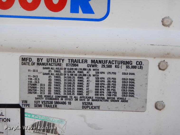 image for item EW9543 2005 Utility 300R refrigerated van trailer