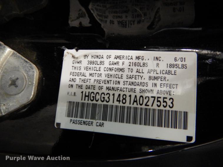 image for item DB8259 2001 Honda Accord