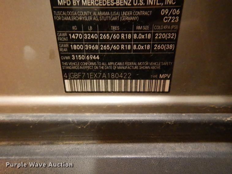 image for item DD8964 2007 Mercedes Benz GL450 SUV