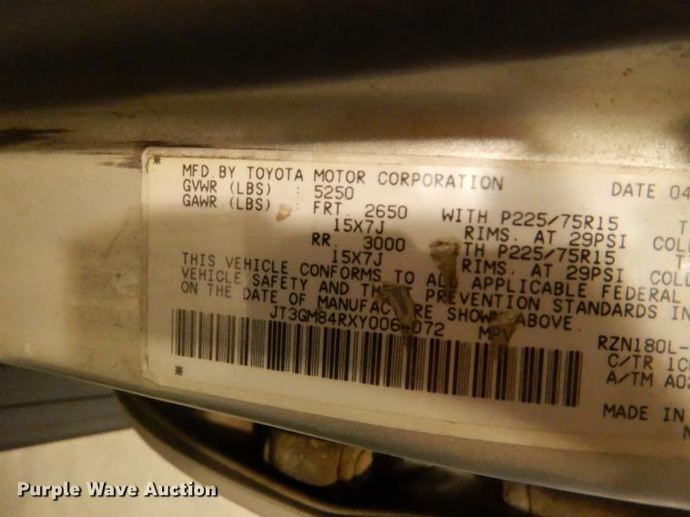 image for item DD8970 2000 Toyota 4Runner SUV