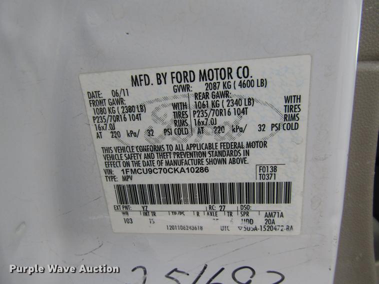 image for item DB2042 2012 Ford Escape SUV