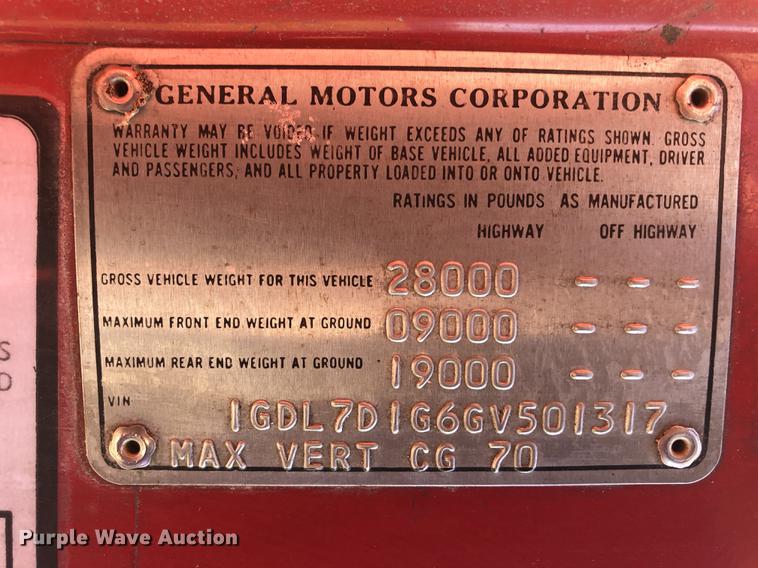 image for item DC0156 1986 GMC C6000 service truck