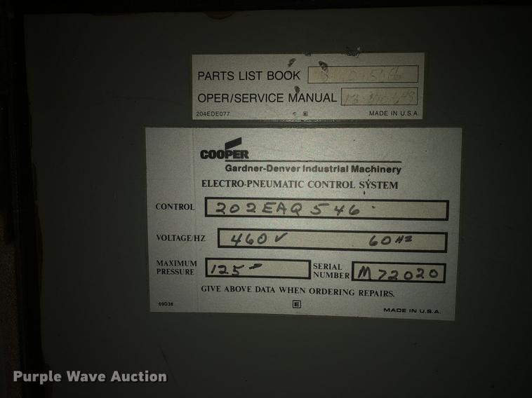 image for item DC0162 2001 Gardner Denver EAQS0F air compressor