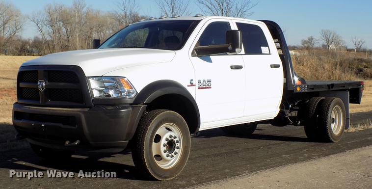 image for item DD3526 2017 Dodge Ram 5500 Crew Cab flatbed truck