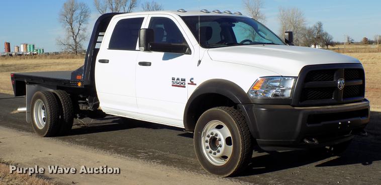 image for item DD3526 2017 Dodge Ram 5500 Crew Cab flatbed truck