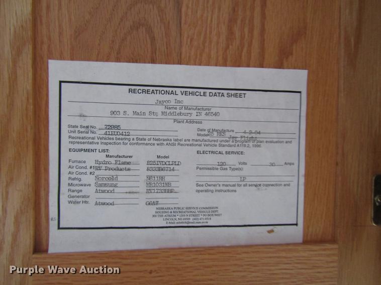 image for item DD3822 2004 Jayco 25RKS Jayflight camper