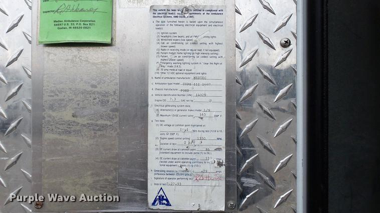 image for item DE4974 1993 Ford Econoline E350 ambulance