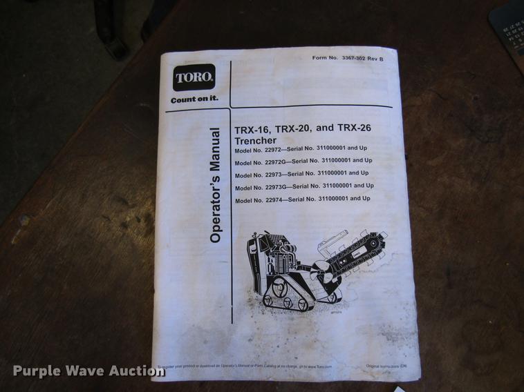 image for item DE5926 2013 Toro TRX20 trencher and trailer