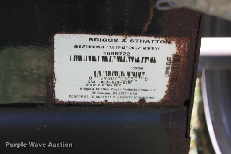 image for item DZ9897 Murray 11.50/27 snow blower