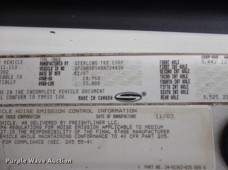 image for item EW9573 2008 Sterling service truck with crane