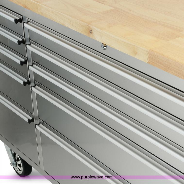 image for item G1383 15 drawer stainless steel tool bench