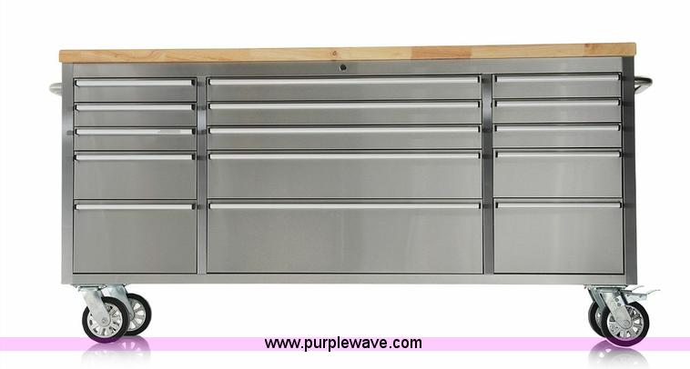 image for item G1383 15 drawer stainless steel tool bench