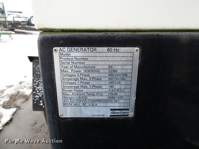 image for item DD3826 2005 Atlas Copco generator