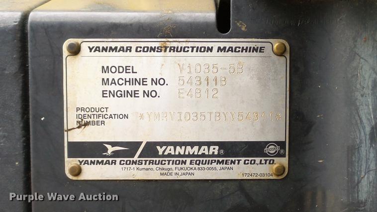 image for item DE4944 2011 Yanmar VI035-5B mini excavator