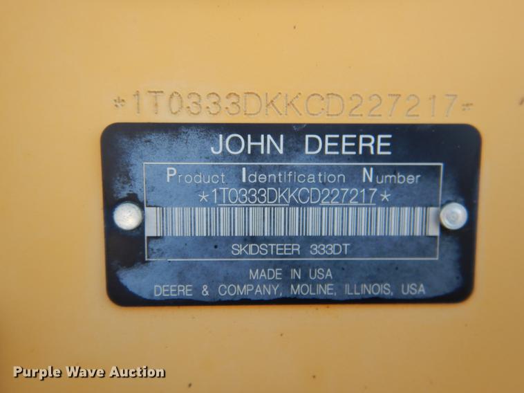 image for item DF2041 2012 John Deere 333D skid steer