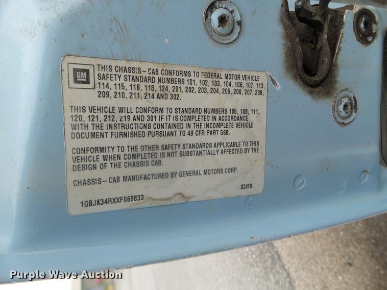 image for item DX9719 1999 Chevrolet K3500 flat dump bed pickup truck