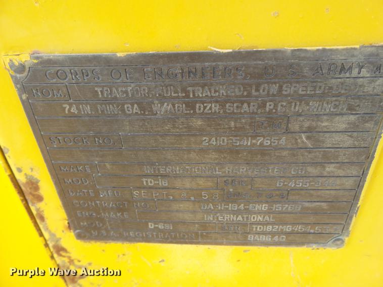 image for item EI9659 1958 International TD18 dozer