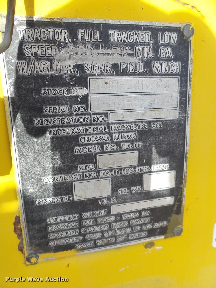 image for item EI9659 1958 International TD18 dozer