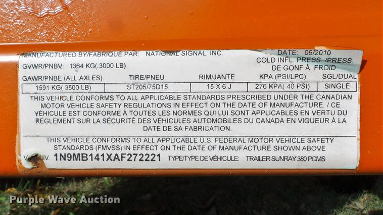 image for item EV9534 2010 National Signal Sunray 380 message board