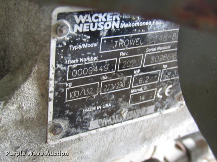 image for item FI9524 2014 Wacker Neuson CT48-8A power trowel