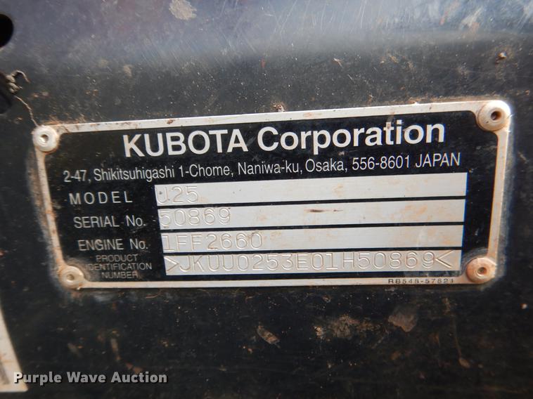 image for item DF2050 2015 Kubota U25S mini excavator