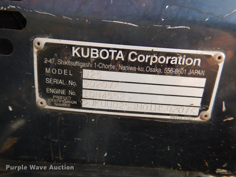 image for item DF2078 2014 Kubota U25 mini excavator