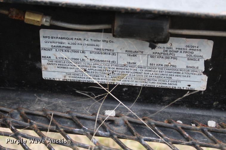 image for item DF2087 2014 PJ T6202 tilt deck utility trailer