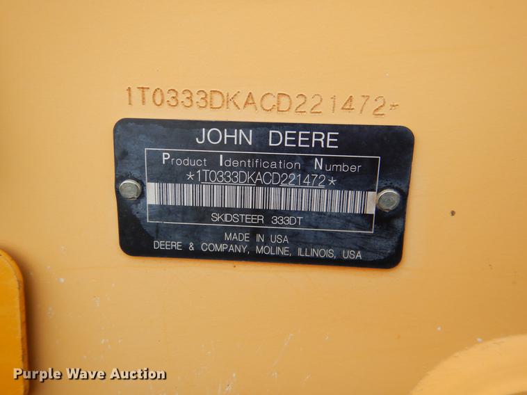 image for item DF2094 2012 John Deere 333D skid steer