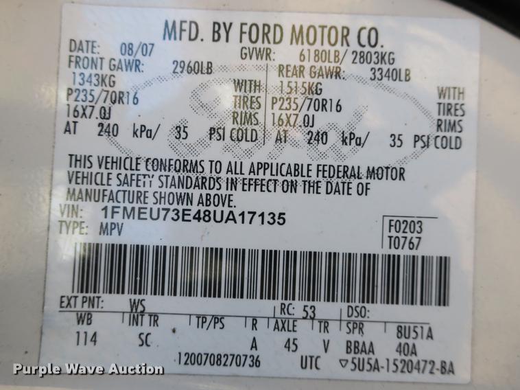 image for item DB8933 2008 Ford Explorer SUV