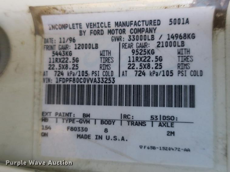 image for item DB8936 1997 Ford F700 dump truck