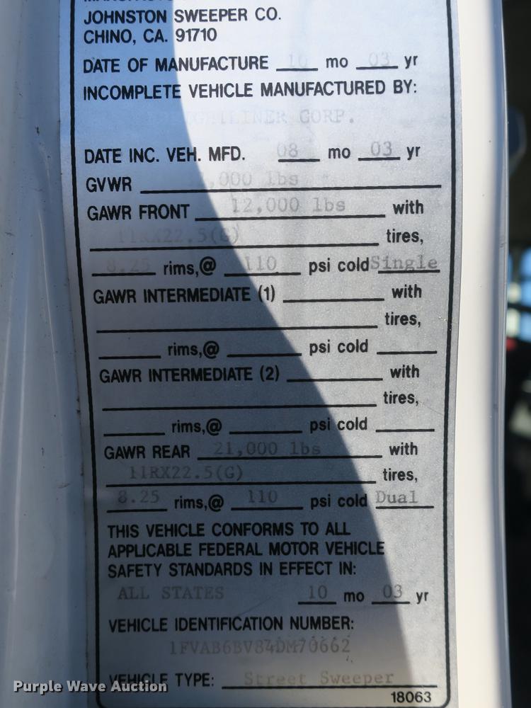 image for item DB8938 2004 Freightliner FC80 street sweeper truck