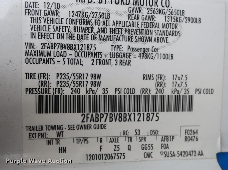 image for item DB8943 2011 Ford Crown Victoria Police Interceptor