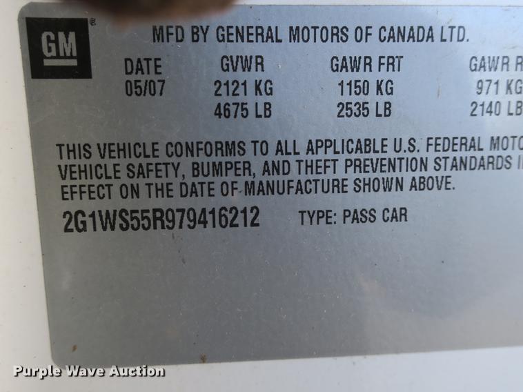 image for item DB8944 2007 Chevrolet Impala Police