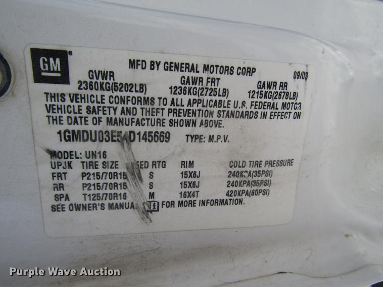image for item DD3883 2004 Pontiac Montana van
