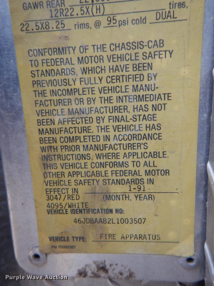 image for item DD8998 1990 E-one fire truck