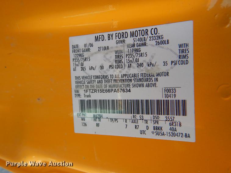 image for item DF1605 2006 Ford Ranger SuperCab pickup truck