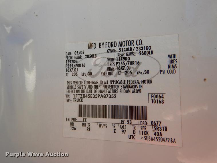 image for item DF1624 2005 Ford Ranger SuperCab pickup truck